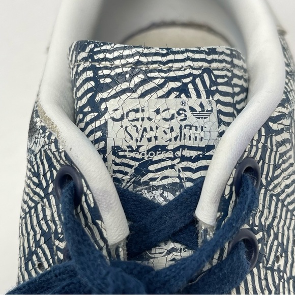 Adidas Stan Smith Shoes Womens 7.5 Navy Blue Collegiate‎ Crackle Stripe Sneakers - Picture 15 of 15
